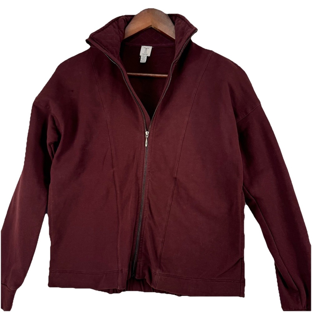 Tristan Sport Burgundy Zip-Front Cotton Stretch Jacket XS